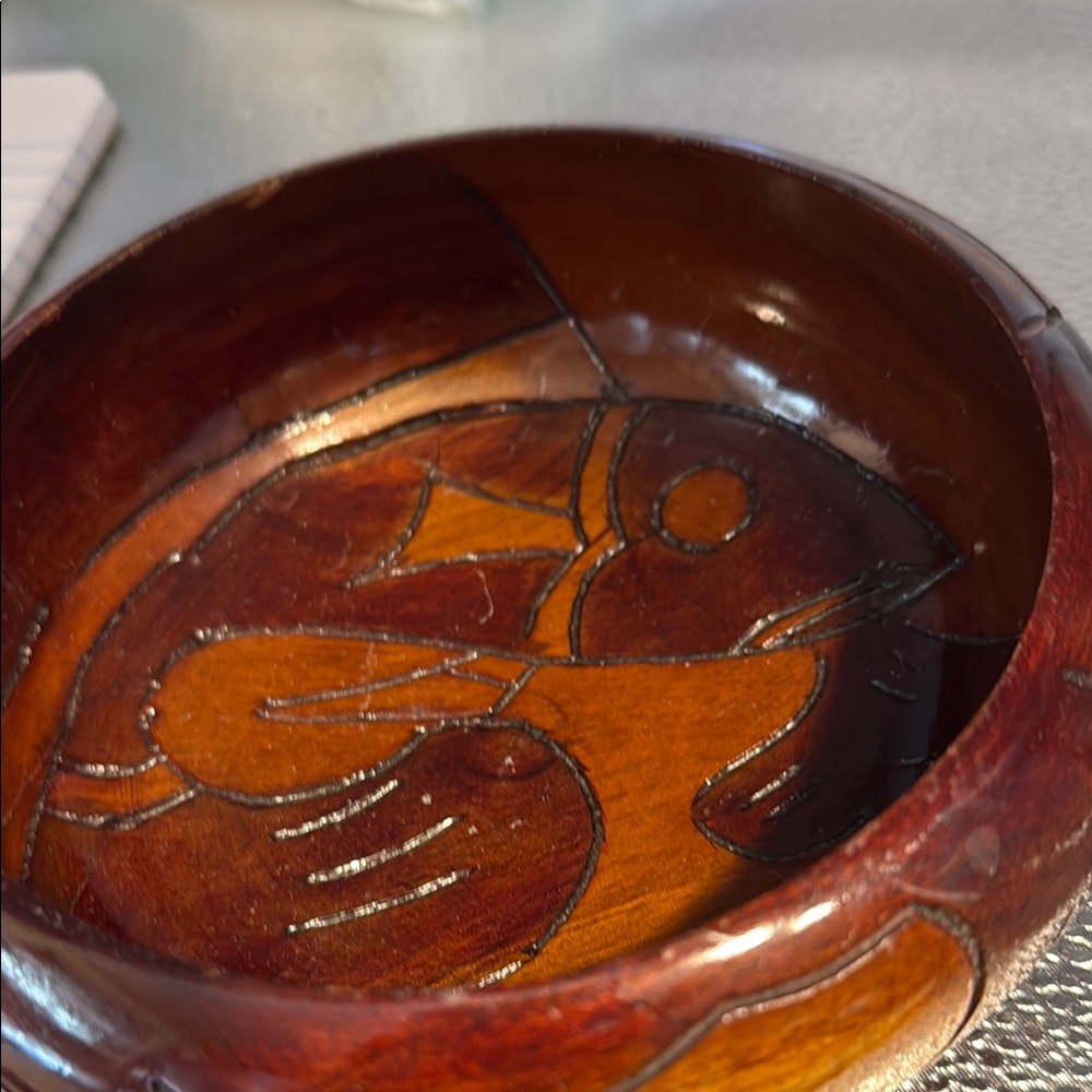 Vintage Teak Handcrafted Wooden Bowl with Artistic Design